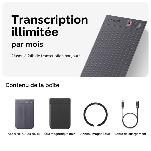 PLAUD Note et 2 abonnement annuel à l’IA Plan annuel illimité
