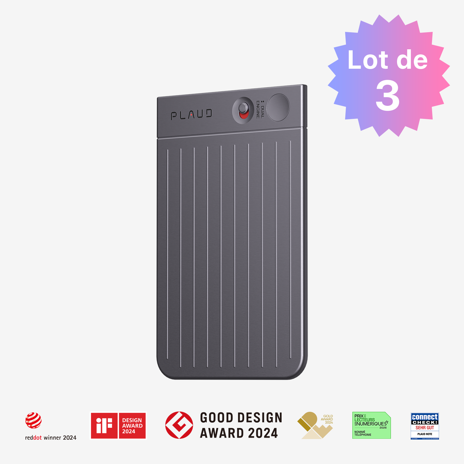 Enregistreur vocal PLAUD NOTE AI | Lot de 3