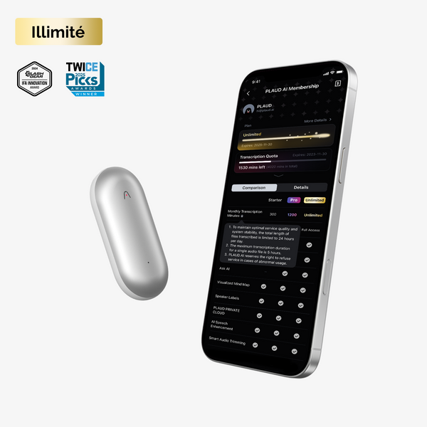 PLAUD NotePin Enregistreur vocal AI portable ｜ Lot de 6
