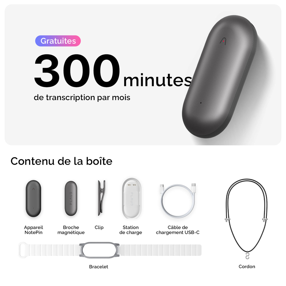 PLAUD NotePin Enregistreur vocal AI portable
