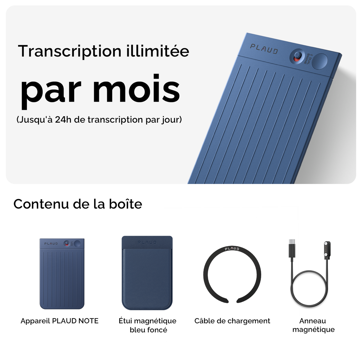 PLAUD NOTE et abonnement annuel à l’IA Plan annuel illimité